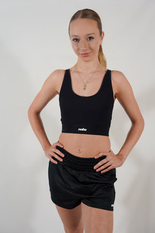 Crop top sans manches dos lacé - Noir