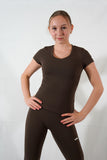Tee-shirt col V - Marron