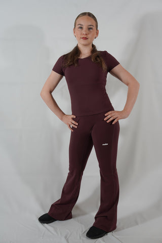 Pantalon évasé taille haute - Bordeaux