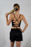 Crop top sans manches dos lacé - Noir