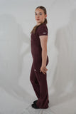 Pantalon évasé taille haute - Bordeaux