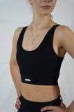 Crop top sans manches dos lacé - Noir
