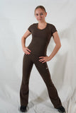 Pantalon évasé taille haute - Marron