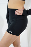 Short taille haute avec poche - Noir