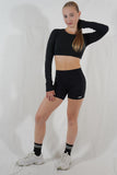 Crop top manches longues - Noir