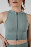 Top zippé sans manches - Vert