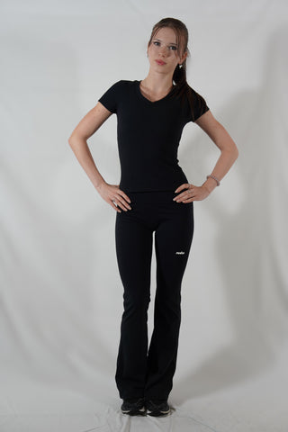 Pantalon évasé taille haute - Noir