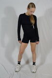 Short taille haute avec poche - Noir