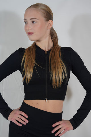 Top zippé manches longues - Noir