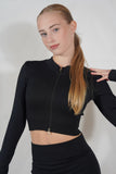 Top zippé manches longues - Noir